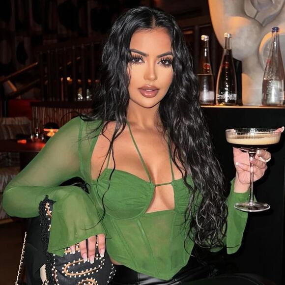 SOLD FASHION NOVA Mesh Bell Sleeve Blouse Sz M - Picture 6 of 9